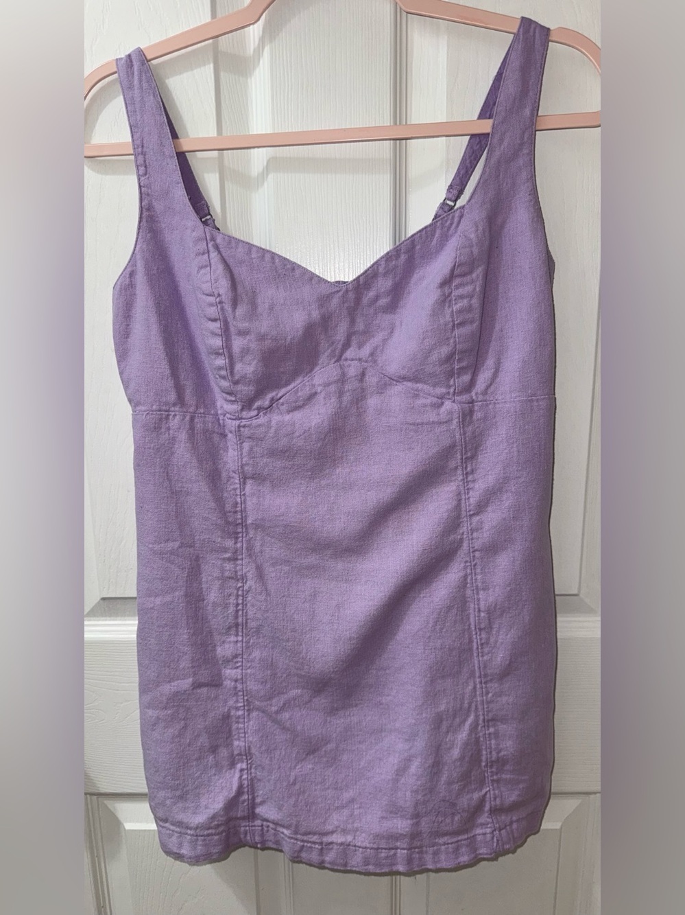 Abercrombie & Fitch Corset Seamed Linen-Blend Lavender Mini Dress Size Medium